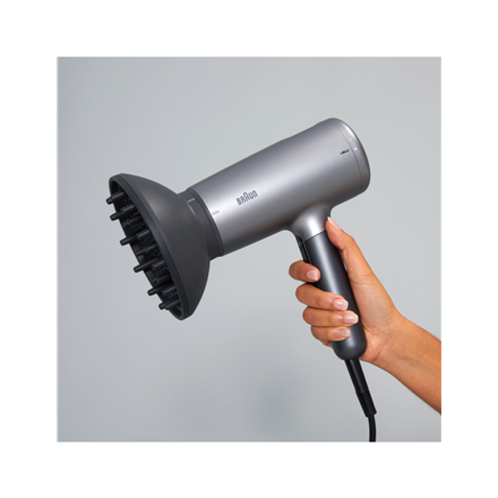 Braun , Hair dryer , HD4.3 , 2200 W , Number of temperature settings 3 , Ionic function , Diffuser nozzle , Grey