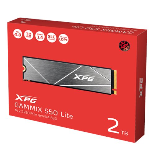 ADATA , XPG GAMMIX S50 Lite , 2000 GB , SSD form factor M.2 2280 , Solid-state drive interface PCIe Gen4x4 , Read speed 3900 MB/s , Write speed 3200 MB/s