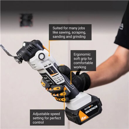 Batavia B.V. , Cordless Anti-Vibration Multitool, Without Battery and Charger - 18V