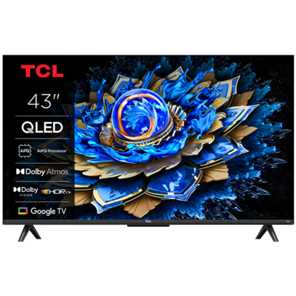 TCL 4K QLED TV , 43T69C , 43 , Smart TV , Google TV , UHD , Black