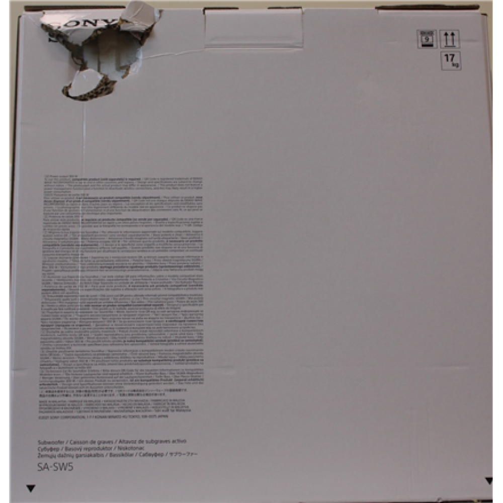 SALE OUT. Sony SA-SW5 Wireless 300W Subwoofer for HT-A9/A7000 , Sony Speaker , Subwoofer for HT-A9/A7000 , DAMAGED PACKAGING , 300 W , Black , 2 Ω , Portable , Wireless connection