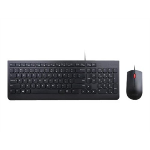 Lenovo , Essential , Essential Wired Keyboard and Mouse Combo - US English with Euro symbol , Black , Keyboard and Mouse Set , Wired , Mouse included , US , Black , USB , English , Numeric keypad