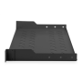 Digitus , Fixed Shelf for Racks , DN-19 TRAY-1-SW , Black , The shelves for fixed mounting can be installed easy on the two front 483 mm (19“) profile rails of your 483 mm (19“) network- or server cabinet. Due to their stable, perforated steel sheet with 