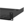Digitus , Fixed Shelf for Racks , DN-19 TRAY-1-SW , Black , The shelves for fixed mounting can be installed easy on the two front 483 mm (19“) profile rails of your 483 mm (19“) network- or server cabinet. Due to their stable, perforated steel sheet with 