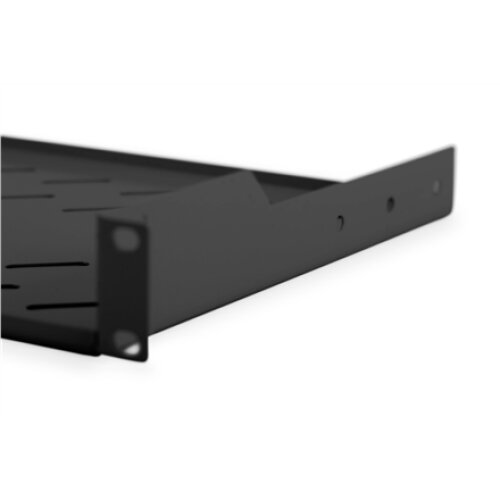 Digitus , Fixed Shelf for Racks , DN-19 TRAY-1-SW , The shelves for fixed mounting can be installed easy on the two front 483 mm (19“) profile rails of your 483 mm (19“) network- or server cabinet. Due to their stable, perforated steel sheet with a high l