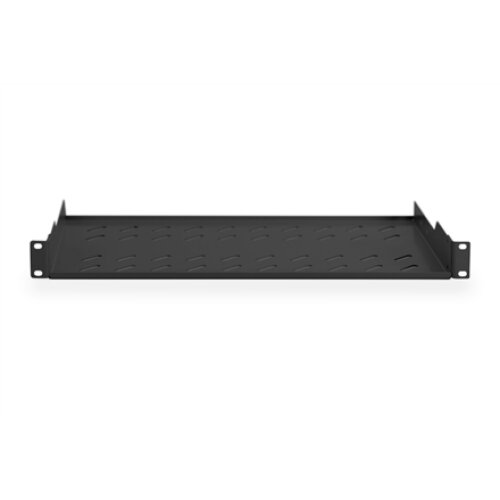Digitus , Fixed Shelf for Racks , DN-19 TRAY-1-SW , The shelves for fixed mounting can be installed easy on the two front 483 mm (19“) profile rails of your 483 mm (19“) network- or server cabinet. Due to their stable, perforated steel sheet with a high l
