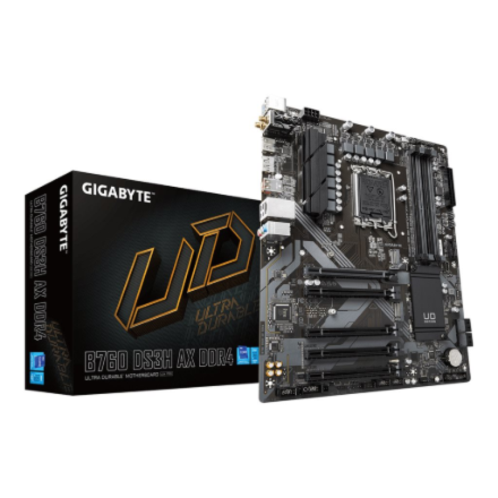Gigabyte B760 DS3H AX DDR4 (rev. 1.x) , Processor family Intel , Processor socket LGA1700 , DDR4 , Supported hard disk drive interfaces M.2, SATA , Number of SATA connectors 2