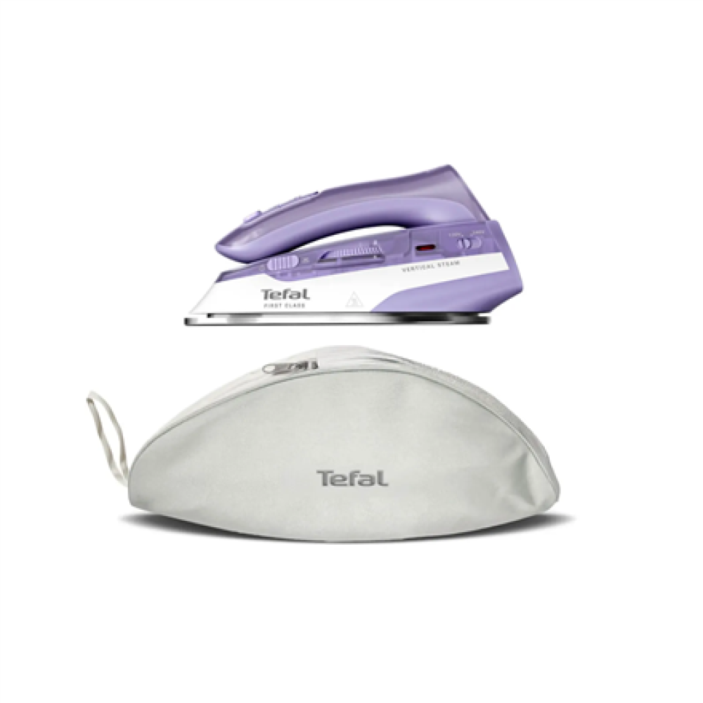 TEFAL First Class DB1612E0 , Steam Travel Iron , 1000 W , Continuous steam 10 g/min , Steam boost performance 45 g/min , White/Purple