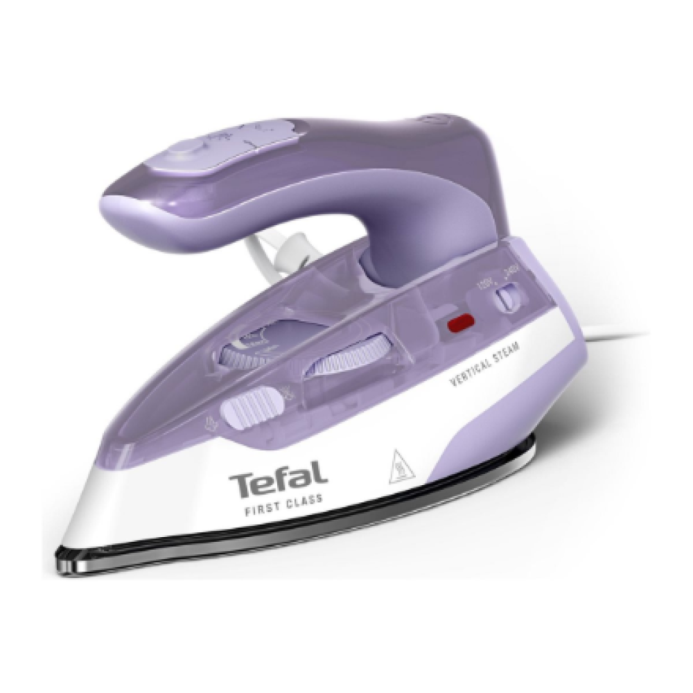 TEFAL First Class DB1612E0 , Steam Travel Iron , 1000 W , Continuous steam 10 g/min , Steam boost performance 45 g/min , White/Purple