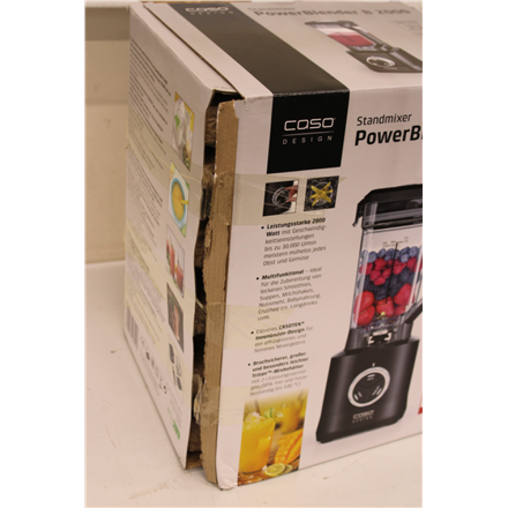 SALE OUT. Caso B 2000 Power Blender, Power 2000 W, Black , Caso Power Blender , B 2000 , Tabletop , 2000 W , Jar material Tritan , Jar capacity 2 L , Ice crushing , Black , DAMAGED PACKAGING, SCRATCHED SIDE OF LIQUID CONTAINER