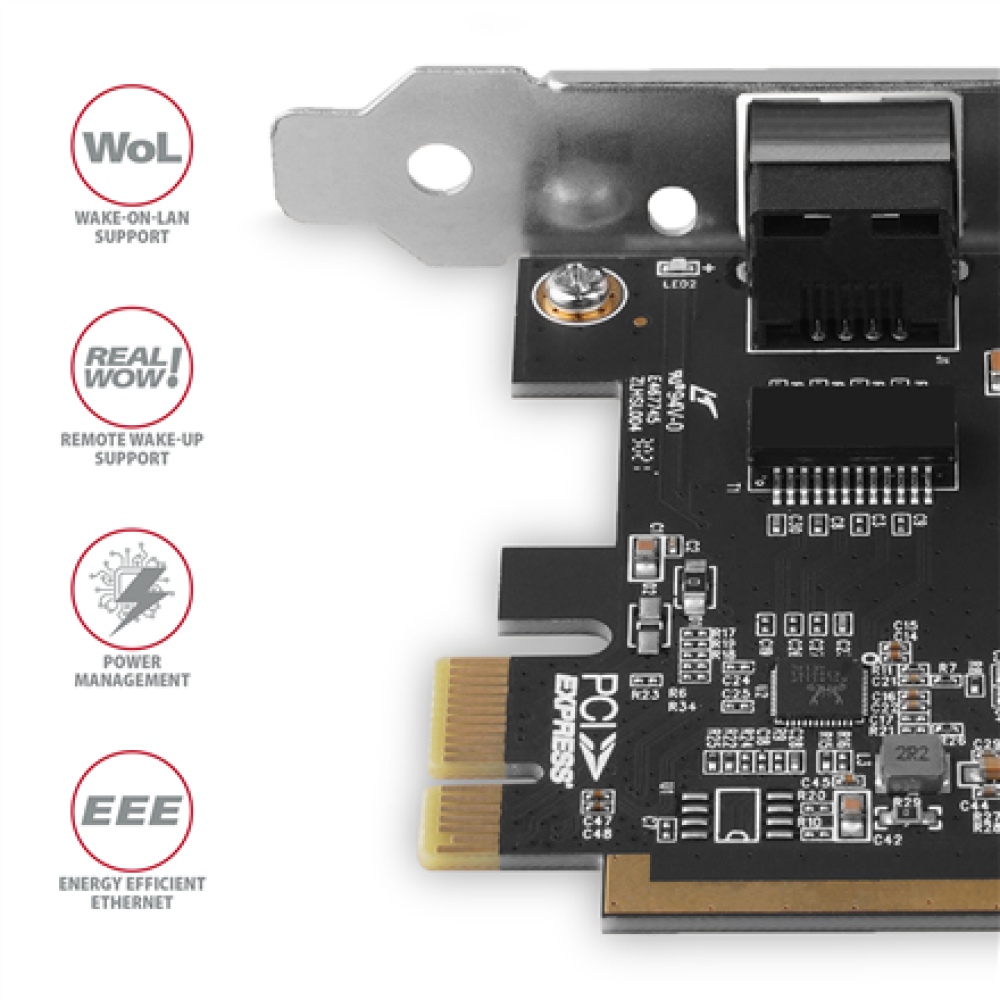 AXAGON Gigabit Ethernet PCI-Express network card with proven Realtek chipset version , PCEE-GRF