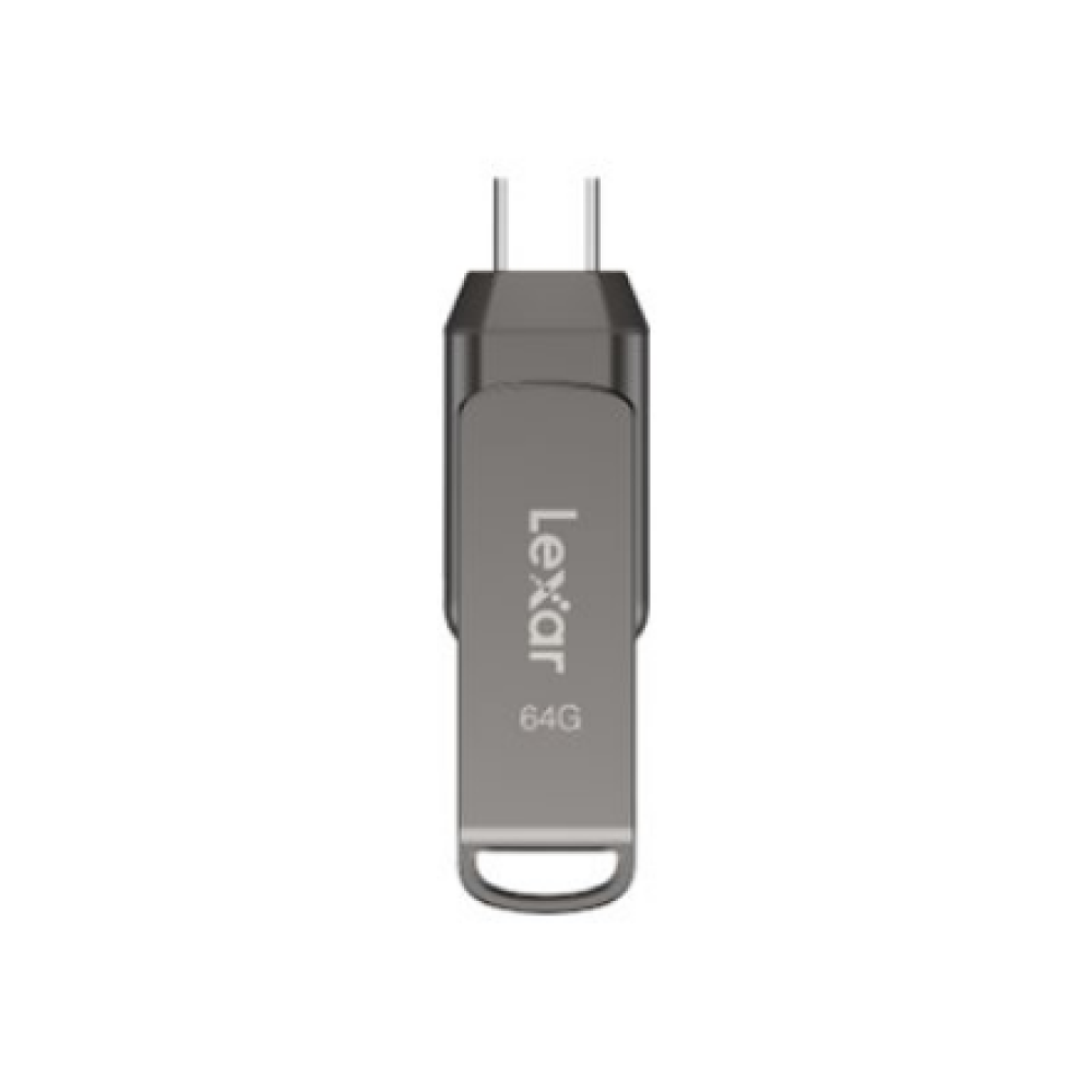 Lexar , 2-in-1 Flash Drive up to 130MB/s read , JumpDrive Dual Drive D400 , 64 GB , Type-C and Type-A USB 3.1 , Grey