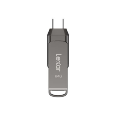 Lexar , 2-in-1 Flash Drive up to 130MB/s read , JumpDrive Dual Drive D400 , 64 GB , Type-C and Type-A USB 3.1 , Grey