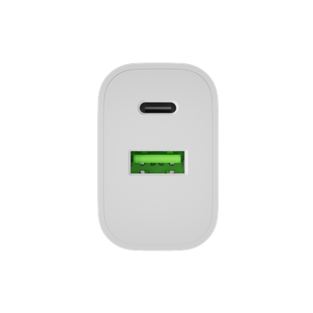 Natec Ribera USB Charger 1X USB-A + 1X USB-C 20W, White