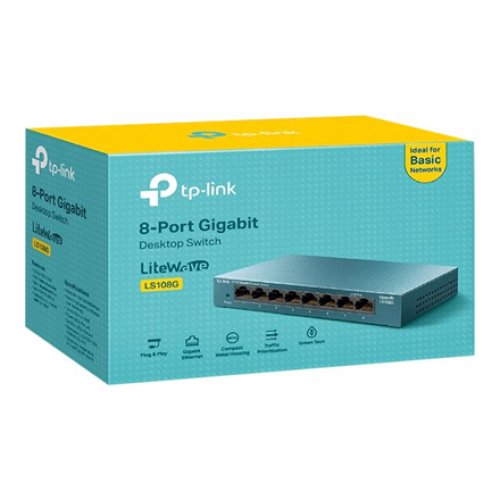 TP-LINK , 8-Port 10/100/1000Mbps Desktop Network Switch , LS108G , Unmanaged , Desktop , Power supply type External