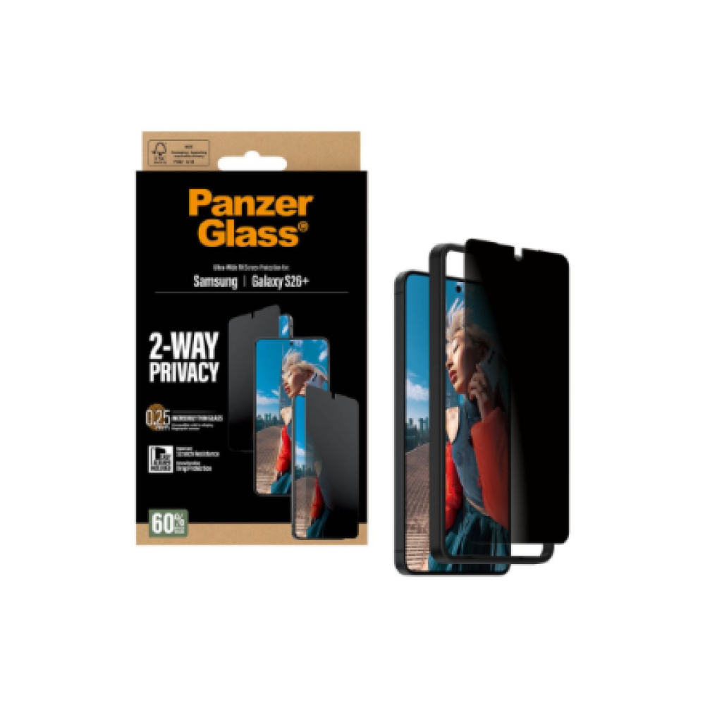 PanzerGlass 2-Way Privacy Screen Protector Samsung New Galaxy S26 Plus , Ultra-Wide Fit w. EasyAligner , PanzerGlass