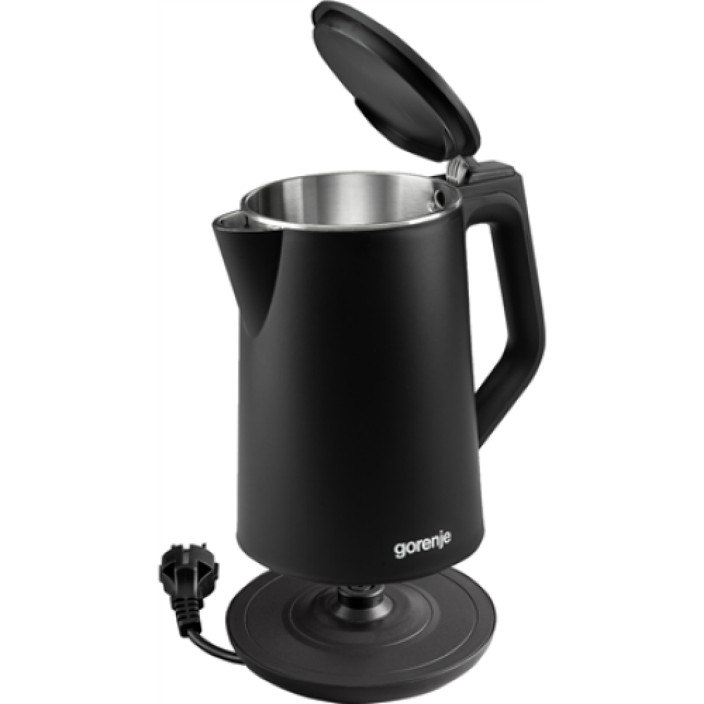 Gorenje , Kettle , K15DWBK , Electric , 2200 W , 1.5 L , Stainless steel , 360° rotational base , Black