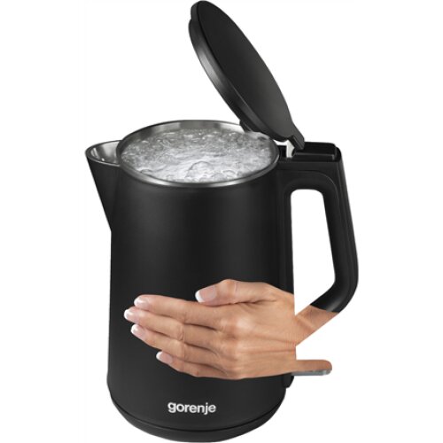Gorenje , Kettle , K15DWBK , Electric , 2200 W , 1.5 L , Stainless steel , 360° rotational base , Black
