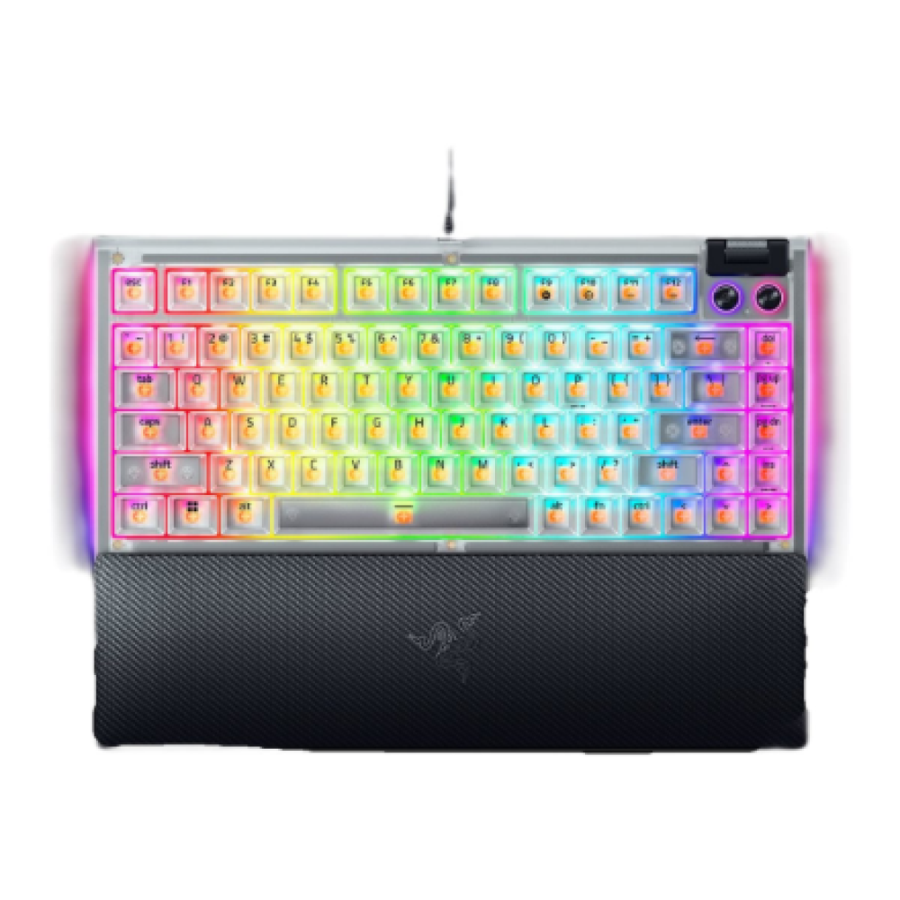 Razer Hot-swappable Mechanical Gaming Keyboard , BlackWidow V4 75% , Gaming Keyboard , Wired , US , Phantom White Edition , USB Type-C , Razer Mechanical Switches (Tactile)