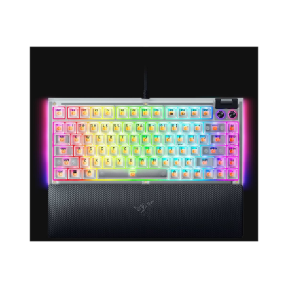 Razer Hot-swappable Mechanical Gaming Keyboard , BlackWidow V4 75% , Gaming Keyboard , Wired , US , Phantom White Edition , USB Type-C , Razer Mechanical Switches (Tactile)