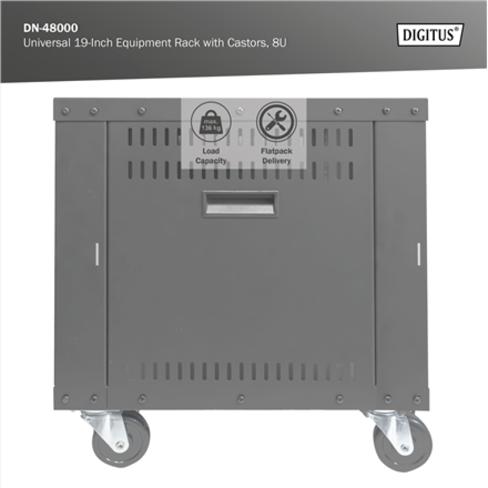 Digitus Universal 19-Inch Equipment Rack with Castors, 8U , DN-48000