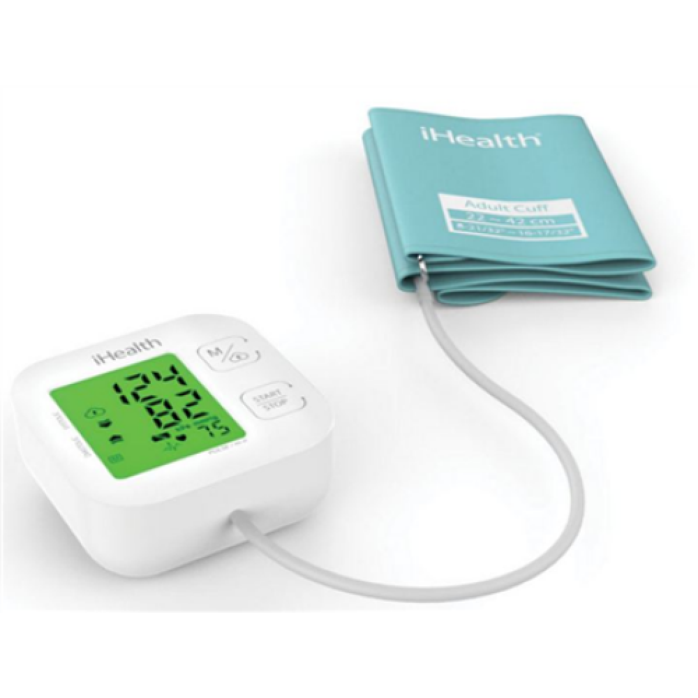 iHealth , Track , KN-550BT , White/Blue , Calculation of blood pressure (systolic and diastolic), Calculation of heart rate , 4 , Wireless Bluetooth connection , Automatic , Weight 438 g