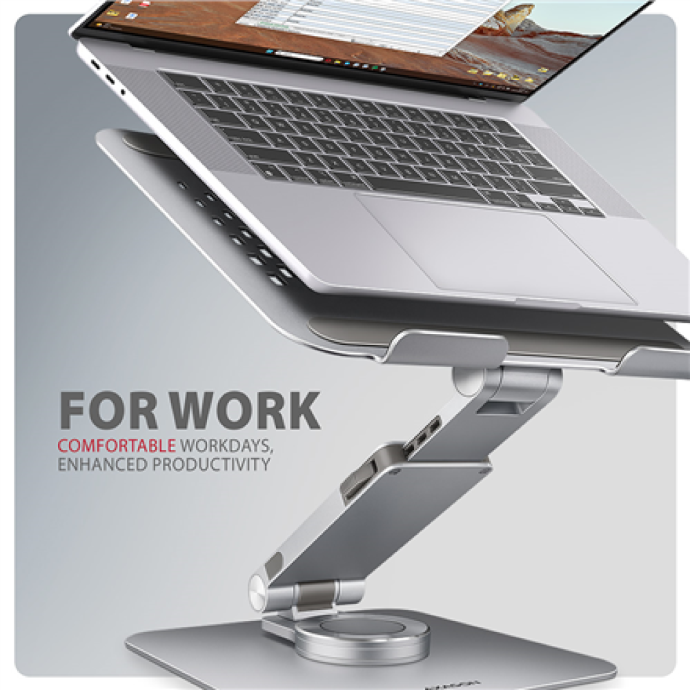 AXAGON Desk Mount , STND-LR stand with 360° rotation for laptops and tablets , Adjustable Height, Angle , 10-17.3 , Aluminum