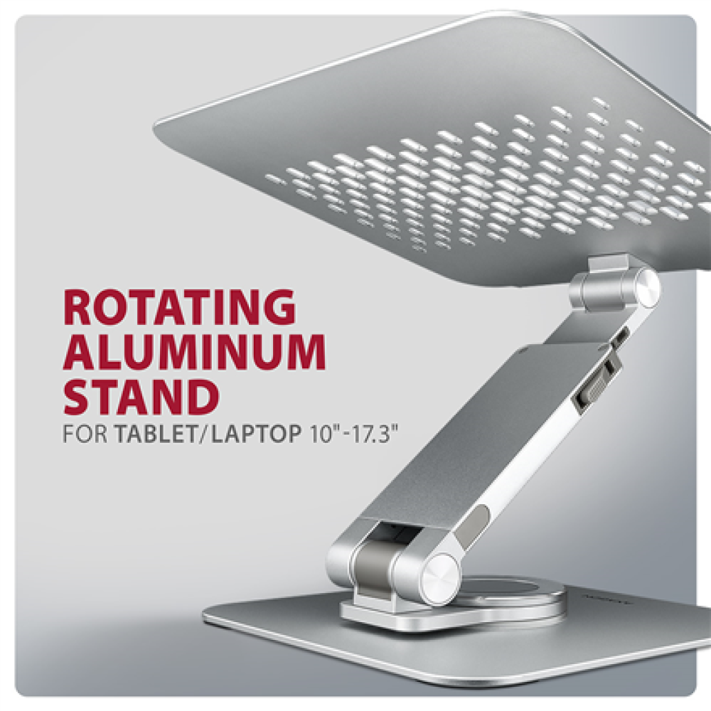 AXAGON Desk Mount , STND-LR stand with 360° rotation for laptops and tablets , Adjustable Height, Angle , 10-17.3 , Aluminum