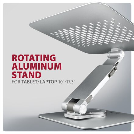 AXAGON Desk Mount , STND-LR stand with 360° rotation for laptops and tablets , Adjustable Height, Angle , 10-17.3 , Aluminum