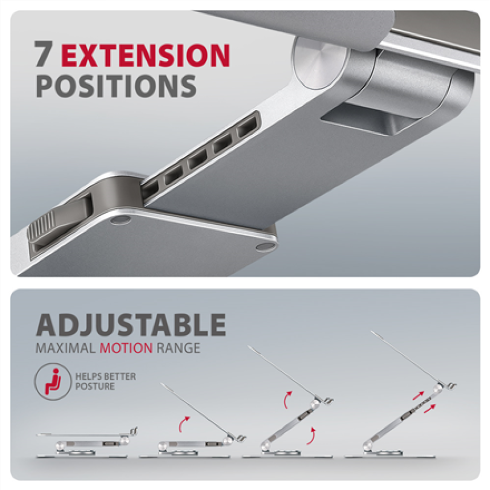 AXAGON Desk Mount , STND-LR stand with 360° rotation for laptops and tablets , Adjustable Height, Angle , 10-17.3 , Aluminum