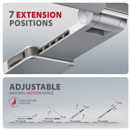 AXAGON Desk Mount , STND-LR stand with 360° rotation for laptops and tablets , Adjustable Height, Angle , 10-17.3 , Aluminum