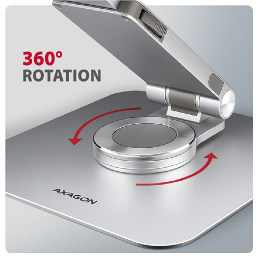 AXAGON Desk Mount , STND-LR stand with 360° rotation for laptops and tablets , Adjustable Height, Angle , 10-17.3 , Aluminum
