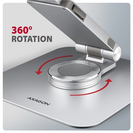 AXAGON Desk Mount , STND-LR stand with 360° rotation for laptops and tablets , Adjustable Height, Angle , 10-17.3 , Aluminum