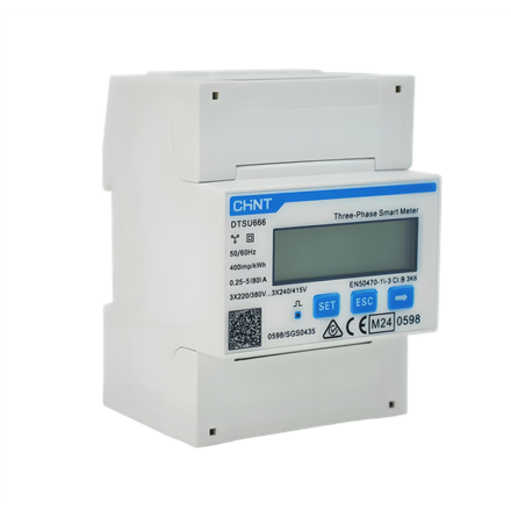 Chint , Smart Power Meter Direct Measurement 3Ph+N Modbus 80A MID (Compatible with DEYE) , DTSU666
