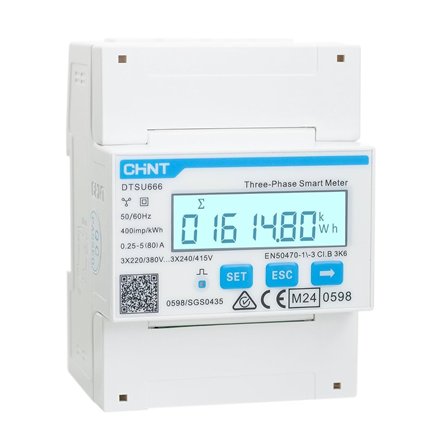 Chint , Smart Power Meter Direct Measurement 3Ph+N Modbus 80A MID (Compatible with DEYE) , DTSU666
