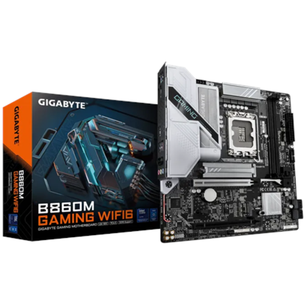 Gigabyte B860M GAMING WIFI6 , Processor family Intel , Processor socket LGA1851 , DDR5 , Supported hard disk drive interfaces M.2, SATA , Number of SATA connectors 4