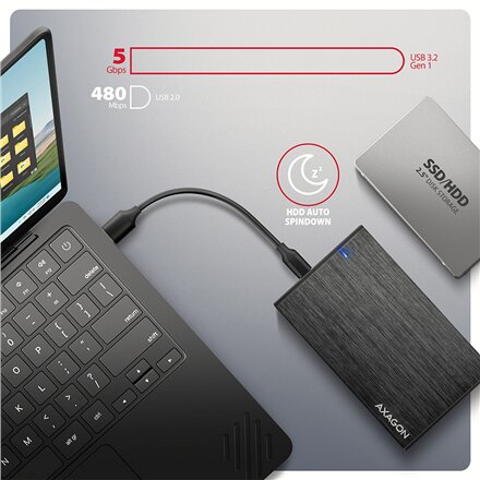AXAGON USB-C 5Gbps - SATA 6G external box for 2.5 SSD/HDD , EE25-XA6C