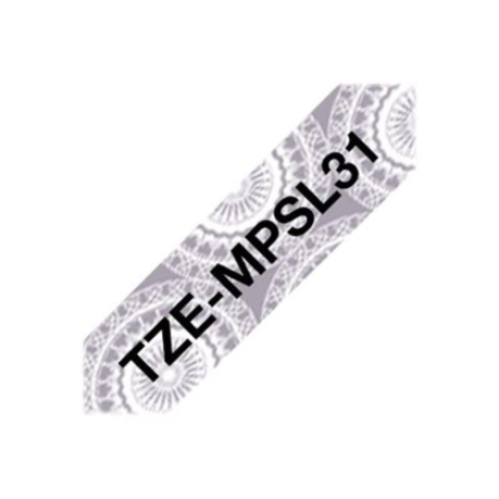 Brother , TZe-MPSL31 , Black on Silver Lace Pattered , TZe
