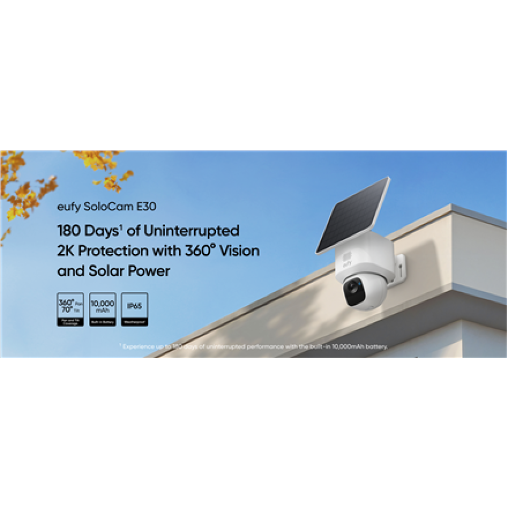 Anker Eufy Security Camera with Solar Panel , SoloCam E30 , F/1.6 , IP65 , Micro SD, Max. 128GB