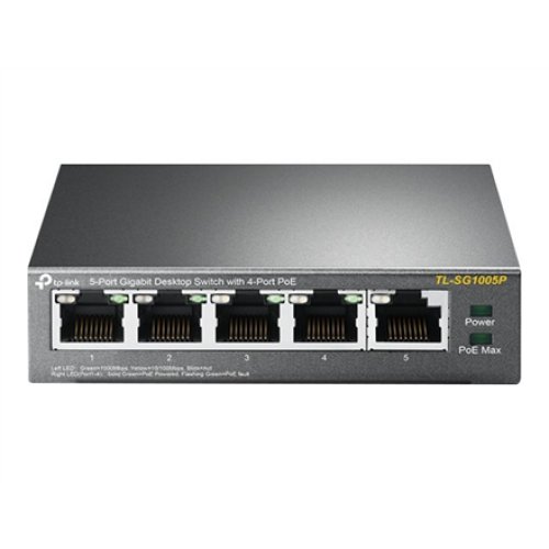 TP-LINK , Switch , TL-SG1005P , Unmanaged , Desktop , Gigabit Ethernet (copper) ports quantity 5 , Power over Ethernet (PoE) ports quantity 4 , Power supply type External