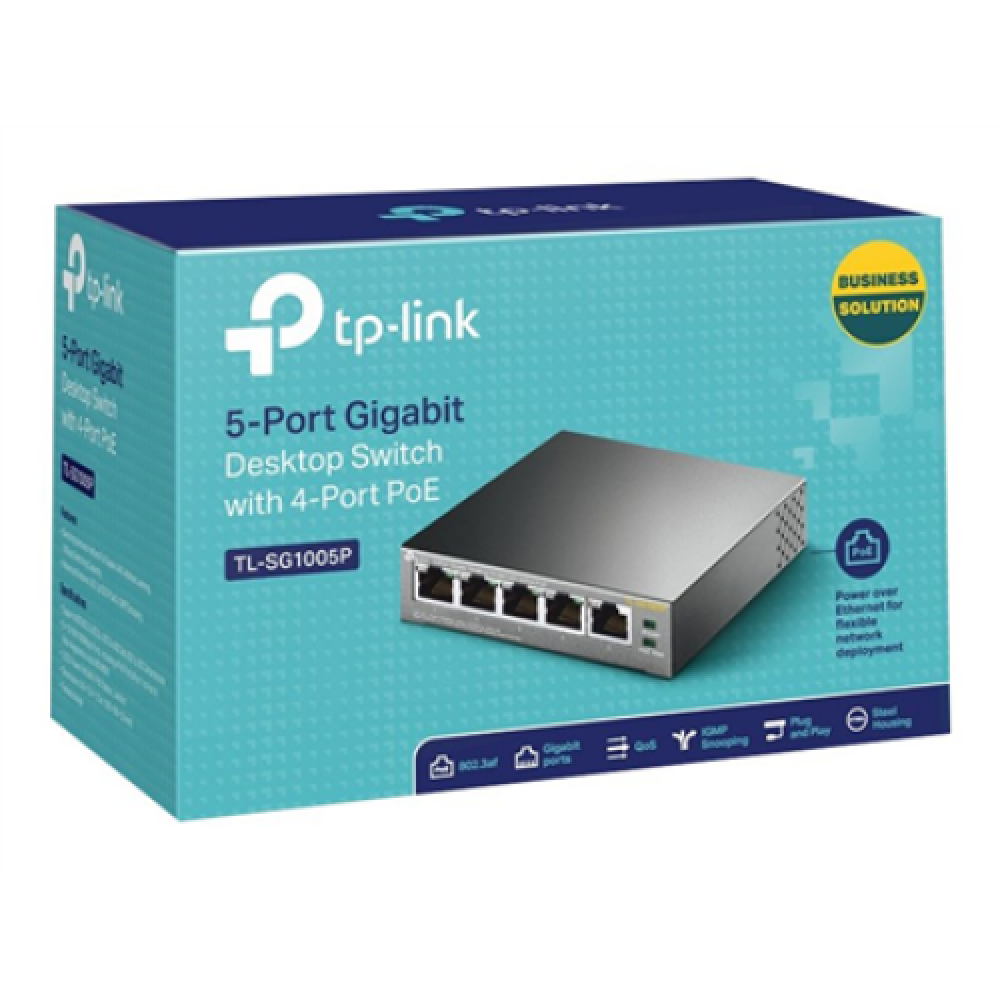 TP-LINK , Switch , TL-SG1005P , Unmanaged , Desktop , Gigabit Ethernet (copper) ports quantity 5 , Power over Ethernet (PoE) ports quantity 4 , Power supply type External , 36 month(s)