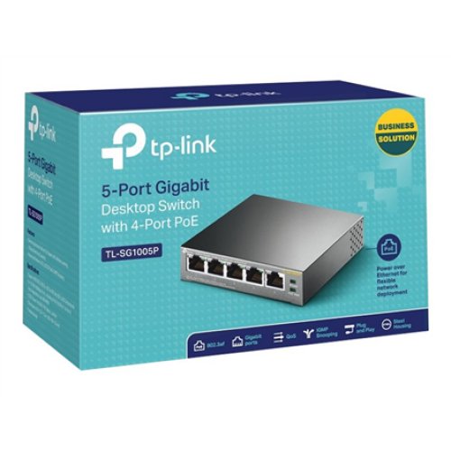 TP-LINK , Switch , TL-SG1005P , Unmanaged , Desktop , Gigabit Ethernet (copper) ports quantity 5 , Power over Ethernet (PoE) ports quantity 4 , Power supply type External