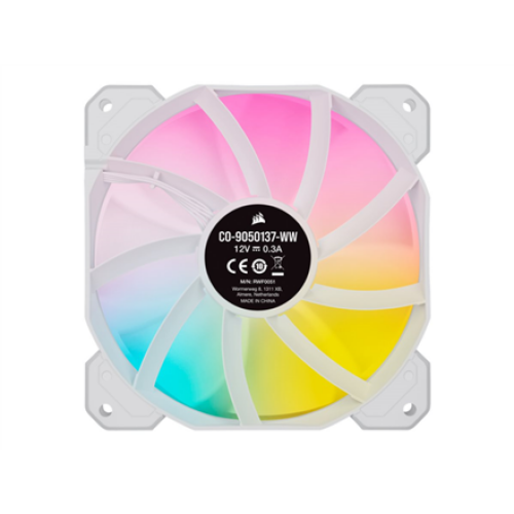 Corsair , 120mm White PWM Fan, Triple Pack with Lighting Node CORE , iCUE SP120 RGB ELITE Performance , Case Fan