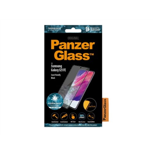 PanzerGlass , Samsng , Galaxy S21 FE CF , Hybrid glass , Black , Antibacterial; Works with in-screen fingerprint reader; Full frame coverage; Rounded edges , Screen Protector
