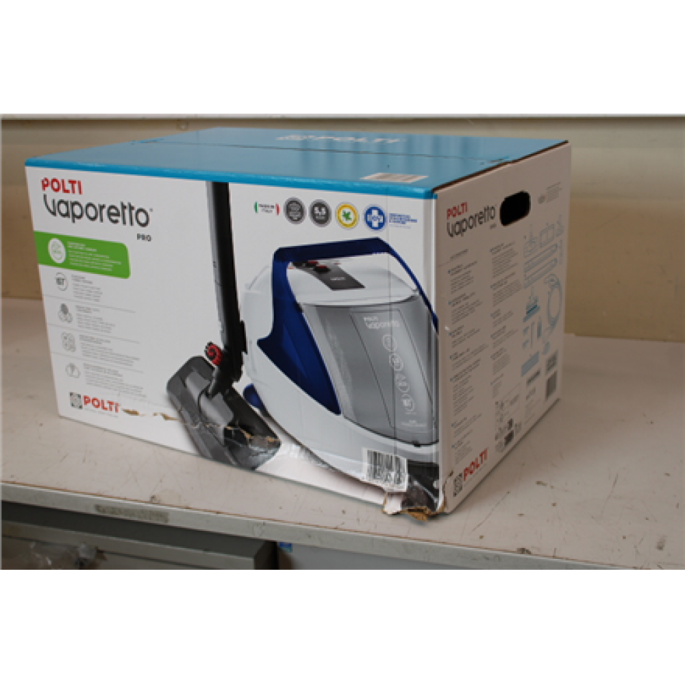 SALE OUT. Polti PTEU0313 Vaporetto Pro 100 Eco Power Steam cleaner, Power 1900 W, White/Blue , Polti , Steam cleaner , PTEU0313 Vaporetto Pro 100 Eco Power , Power 1900 W , Steam pressure 5.5 bar , Water tank capacity 2 L , White/Blue , DAMAGED PACKAGING,