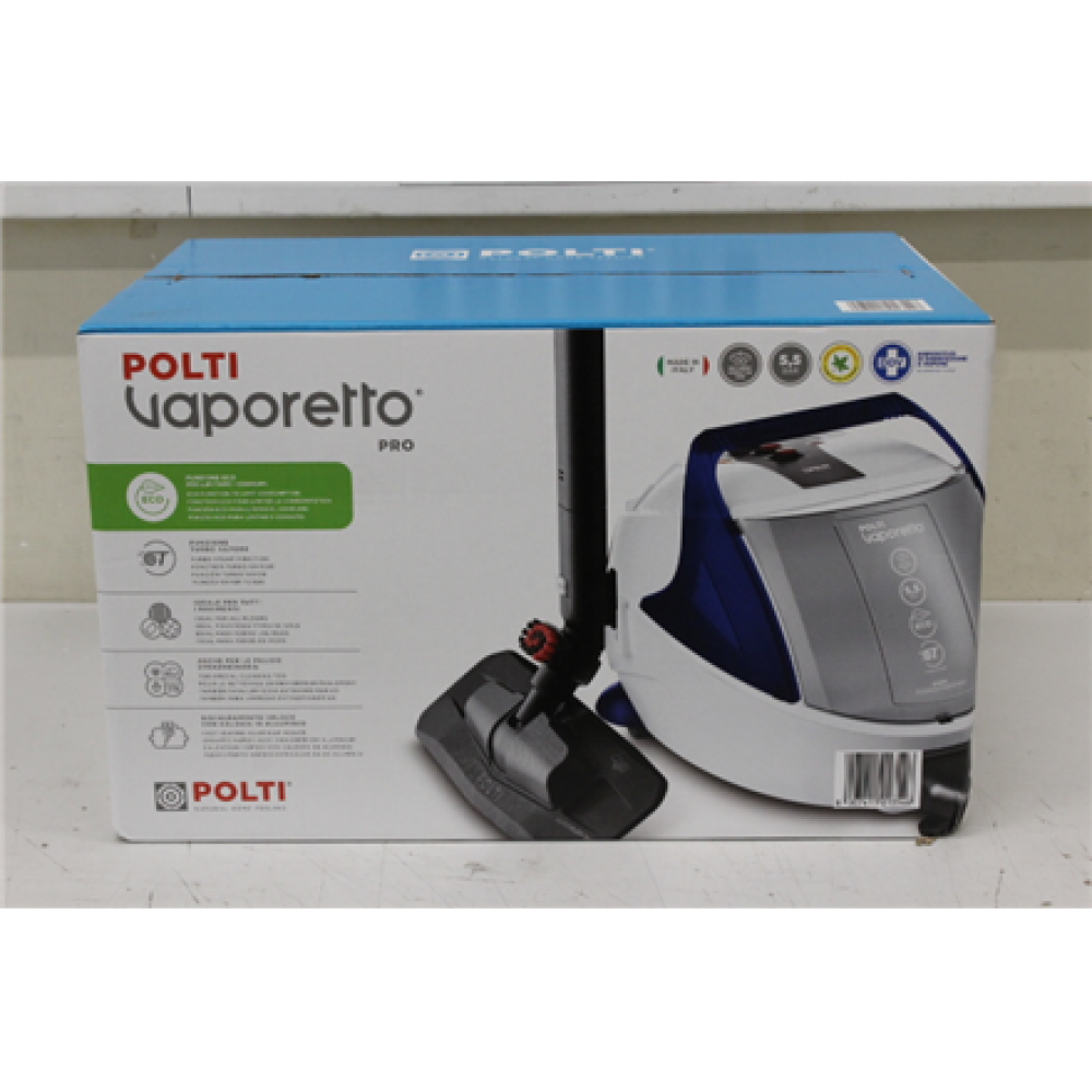 SALE OUT. Polti PTEU0313 Vaporetto Pro 100 Eco Power Steam cleaner, Power 1900 W, White/Blue , Polti , Steam cleaner , PTEU0313 Vaporetto Pro 100 Eco Power , Power 1900 W , Steam pressure 5.5 bar , Water tank capacity 2 L , White/Blue , DAMAGED PACKAGING