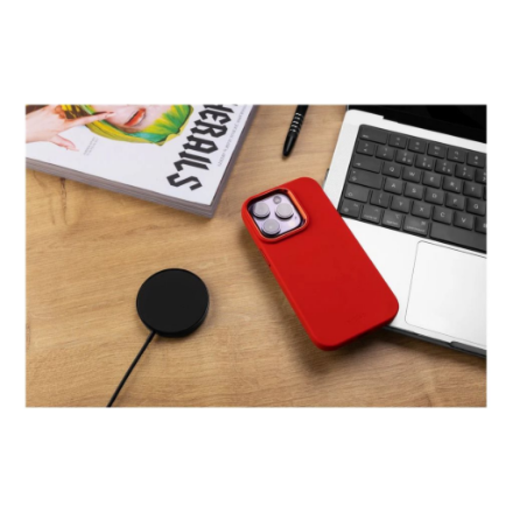 Fixed , MagFlow , Back cover , Apple , iPhone 15 Plus , Liquid silicon , Red
