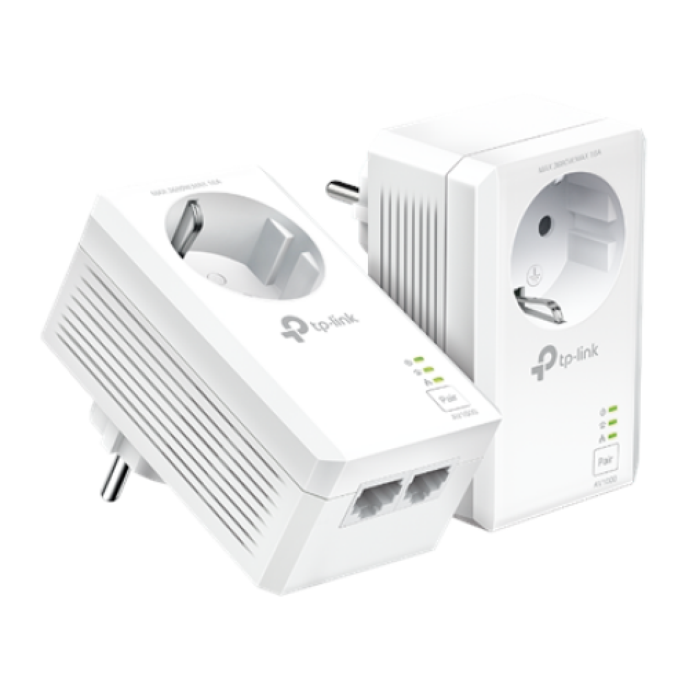 TP-LINK AV1000 2-Port Gigabit Passthrough Powerline Starter Kit TL-PA7027P KIT 10/100/1000 Mbit/s, Ethernet LAN (RJ-45) ports 2, No Wi-Fi, Extra socket