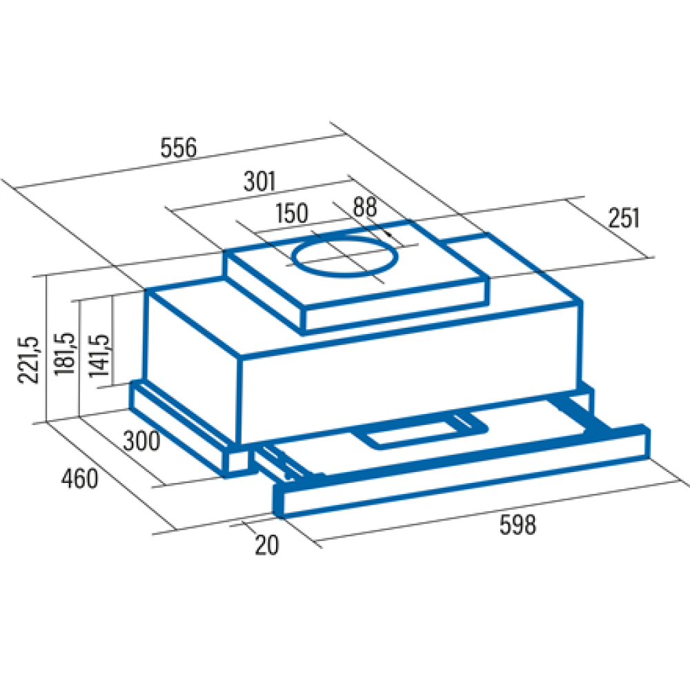 CATA , Hood , TFH 6630 WH , Telescopic , Energy efficiency class A+ , Width 60 cm , 605 m³/h , Touch control , LED , White