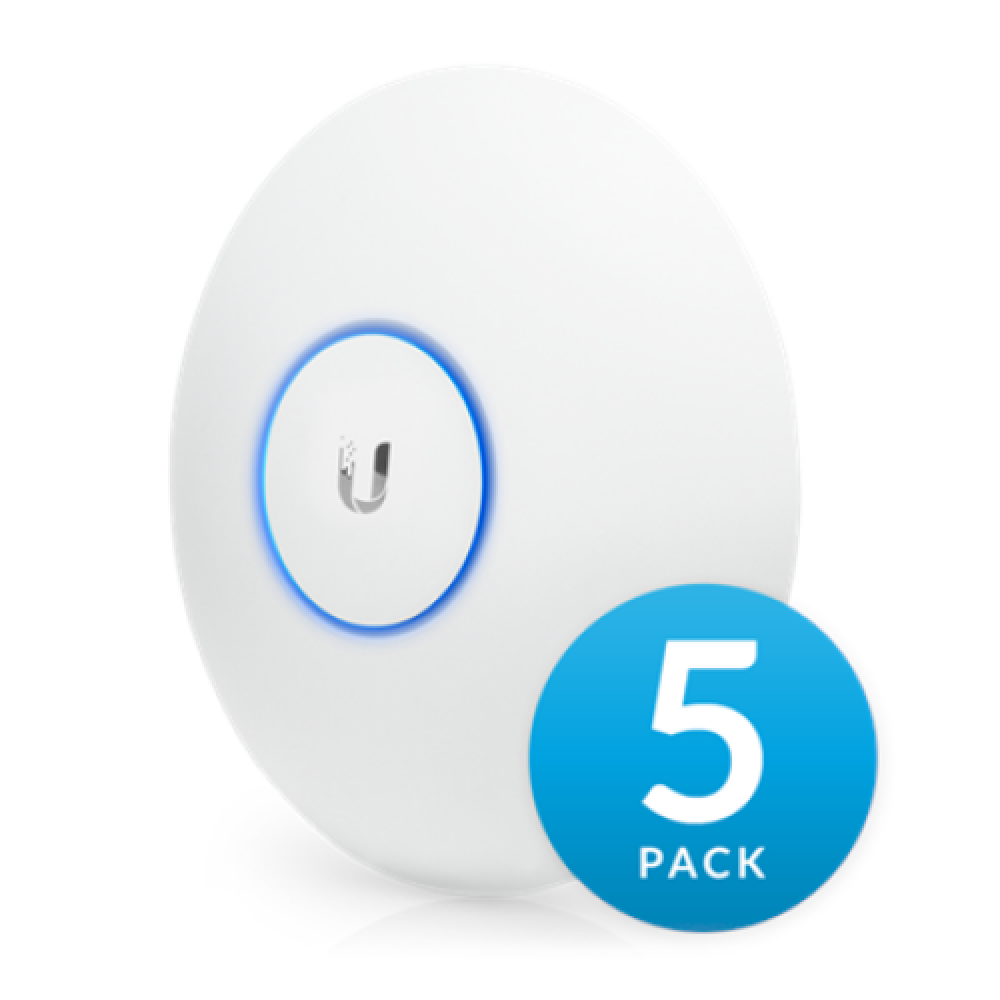 Ubiquiti UniFi UAP-AC-LR-5 (5-Pack) 2.4 - 5, 867 Mbit/s, 10/100/1000 Mbit/s, MU-MiMO Yes, PoE in, 802.11 a/b/g/n/ac, (PoE injector not included)